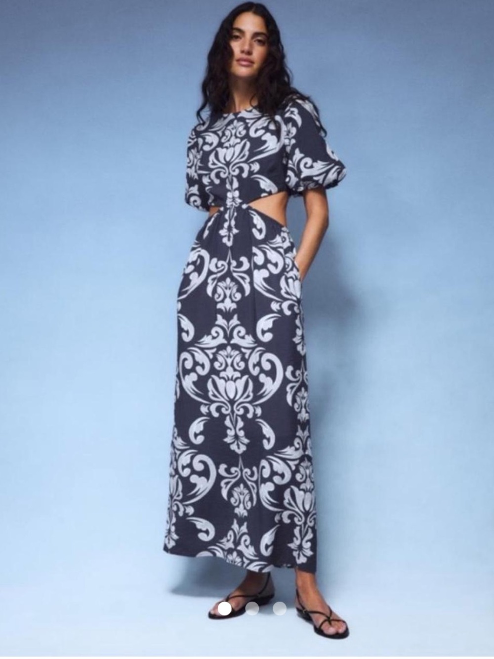 Abercrombie blue and White Floral Print Maxi Dress